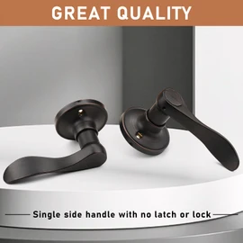 Probrico 2 Pack Dummy Door Lever Wave Style Leverset Right and Left Handed Oil Rubbed Bronze Finish French Door Handles