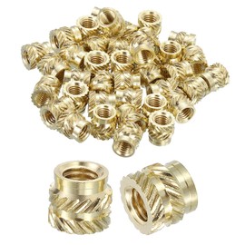 QUARKZMAN Knurled Insert Nuts, Pack of 50 M5 x 7 mm L x 8 mm Diameter 3D Print Brass Nuts Threaded Inserts Brass Heat Set Embedding Nuts