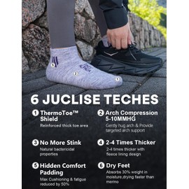 Juclise Alpaca Wool Ankle Socks, Midweight Cushioned Hiking Socks for Work & Outdoors, Moisture Wicking, Anti-Blister, Arch Support, Breathable, Merino Blend, Light Compression(L, Lilac Heather)