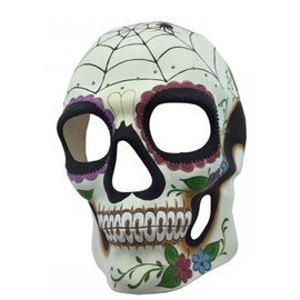 Day of the Dead Mask Dia de los Muertos Spider Web and Green Leaves