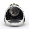 Dinuo S925 pure silver ring embedded elliptic natural agate rock