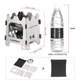 Lixada Outdoor Camping Stove Portable Ultralight Folding Stainless Steel Wood Stove Pocket Alcohol Stove with Alcohol Tray Camping Fishing Hiking Backpacking