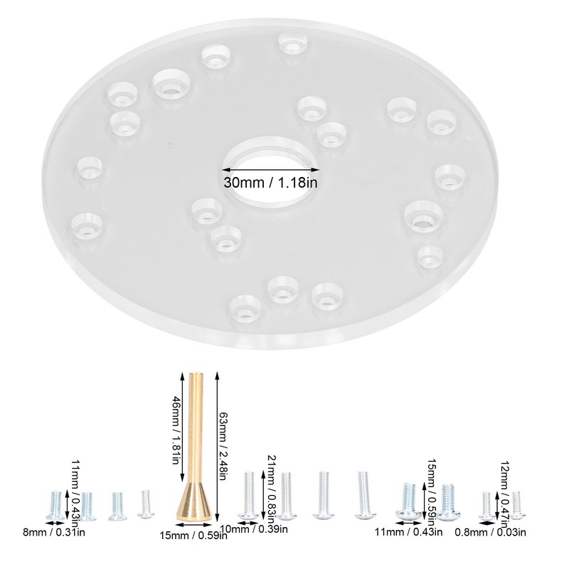 Universal Router Plate Kit Acrylic Baseplate for Bosch 6 1/2in
