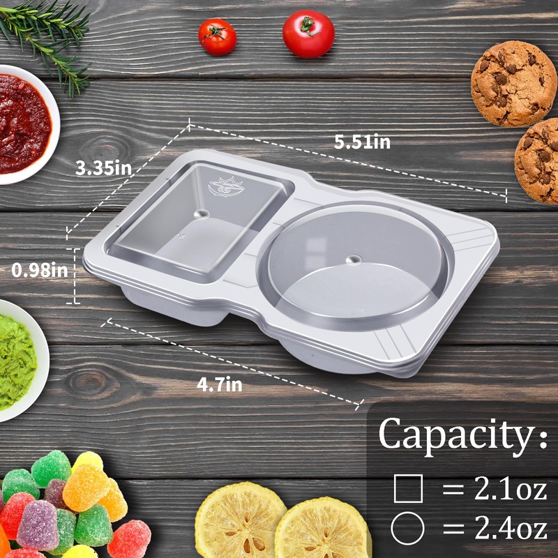 Qewro 15 Sets Snack Containers, Reusable Double Compartment Condiment With