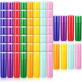 64 Tubos de Bálsamo Labial Envases Vacíos de Bálsamo Labial de 5 ml Tubos de Lápiz Labial de Plástico Giratorios Recargables Funda Tubo de Bálsamo de Brillo de Labios de Bricolaje, 8 Colores