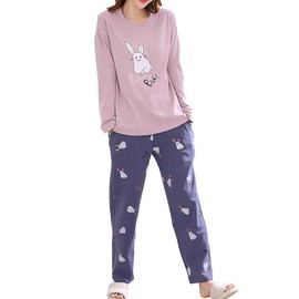 Vopmocld Big Girls' Funny Pajama Sets Winter Long Sleeve Sleepwear Cute Rabbits Loungewear, Pink, 12