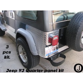 jocartsparts.com Fits Jeep YJ Wrangler 3 pc Aluminum Diamond Plate Rear Body Armor Corner Guards