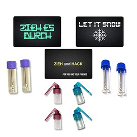 Doser & Container with Spoon & Pull & Hack, Pull It Through & Let It Snwo Card Straw Snuff Bat Snorter Nasal Tube Bullet Sniffer Snuffer Scoop for Snuff Snuff Set Selectable (Set 4)