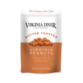 Virginia Diner XL Butter Toaster Virginia Peanuts - 8 Pack VA Peanuts Sweet and Crunchy Resealable Non-GMO, Preservative Free from Virginia Since 19296-6 Oz Peanut Bags