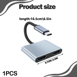 Girihe Hdm1 Splitter for Dual Monitors, Hdm1 Adapter Dual Monitors 4K Duall Hd m1 Adapter for 2 Monitor Usb Extender Usb 3.0 Port, Pd Port, Hd m1 Splitter fo r Us b C Portt Laptops and Tablets