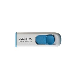 ADATA 64 GB Memoria Flash USB 2.0 Deslizable Color Blanco con Azul (Modelo C008)