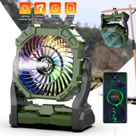 Unbranded Camping Fan Battery Operated Powered Fan LED 20000mAh Rechargeable Portable Fan