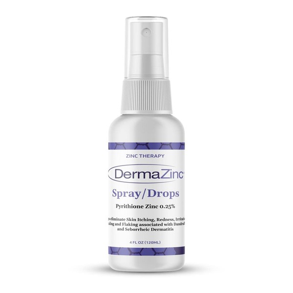 DermaZinc Therapy Spray/Drops, Zinc Spray for Skin, Drops, Skin Disorder Relief Spray and Drops for Psoriasis, Dermatitis, Eczema, and Other Skin Condition Symptoms, 4oz