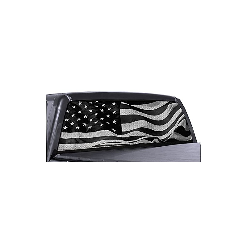 FGD Truck Rear Window Wrap Black & White American Flag