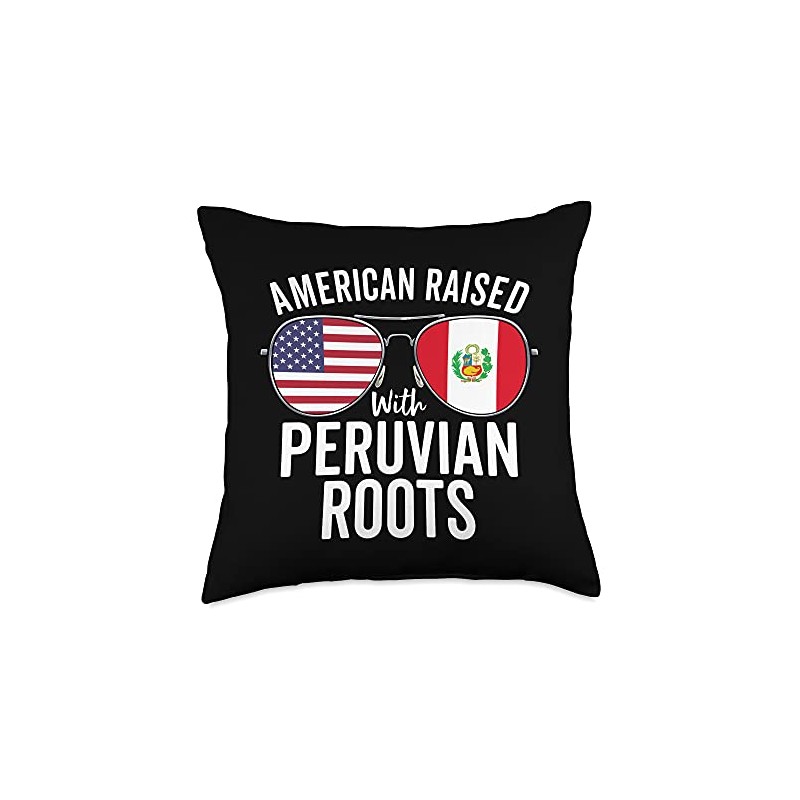 American Raised With Peruvian Roots USA Peru Flag Throw Pillow