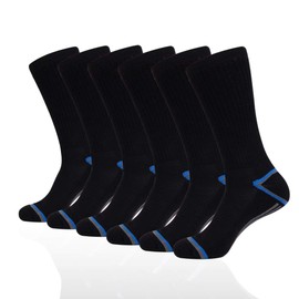 JOYNÉE Mens 6 Pack Athletic Performance Cushion Crew Socks for Running and Workout,Black,Sock Size:10-13