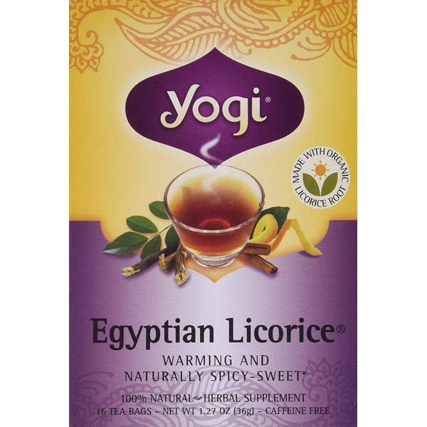 yogi egyptian licorice tea bags - 3 pack with 16 bags in each