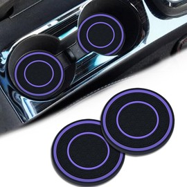 2 Pack Car Coasters for Cup Holder, 2.75 Inch Universal Auto Waterproof Coasters Silicon Insulation Cup Mats,No-Slip Anti Dust Insert Coaster for Woman Man, Suit for Vehicle Interior (2, Purple)