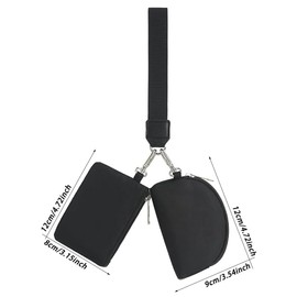 NganSuRong Mini Women's Wristlets, Zip Around Coin Purse for Women Dual Pouch, Ladies Wrist Wallet for Outdoors Daily Sport Travel Walking (Black-Black)