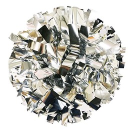 Danzcue Pack of 2 Cheerleading 6 Inches Metallic Pom Pom with Dowel Handle, Silver