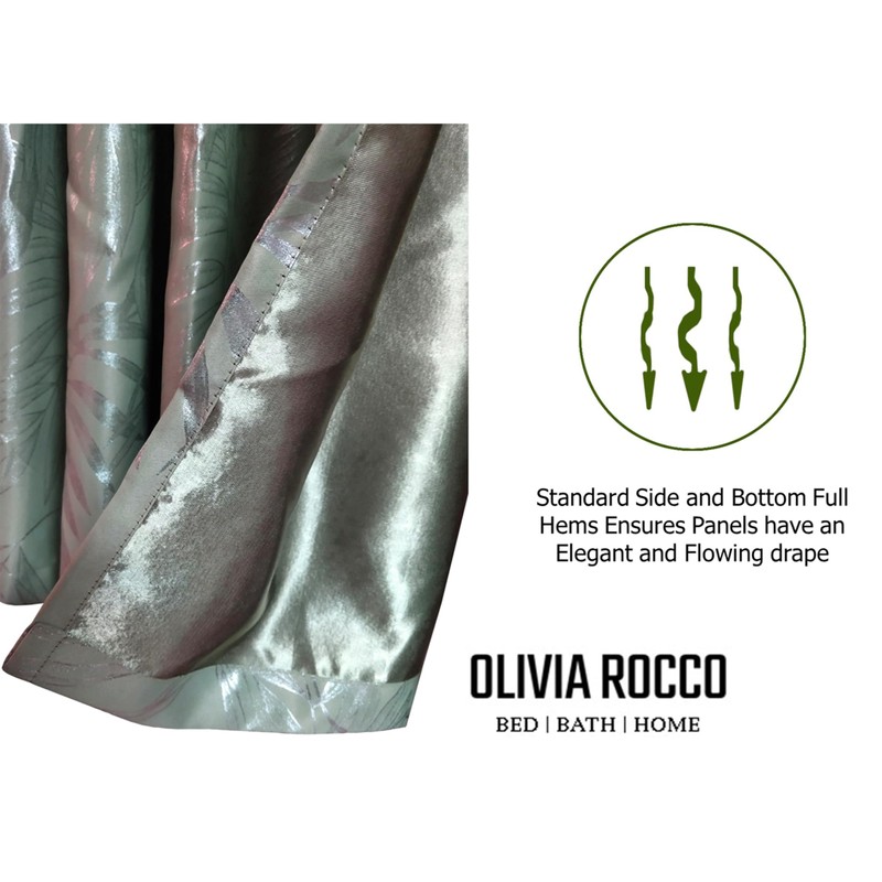 Olivia Rocco Leaf Sparkle Blackout Curtains Super Soft Thermal Insulated