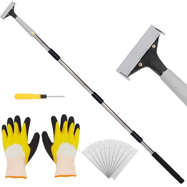 Floor Scraper, Scraper Tool Thickened Stainless Steel Material is Sturdy and Durable Scrapers can be Used to Remove Tile, Linoleum, Carpet, Roofing and Other Adhesive coverings Quickly and Easily.