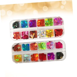 minkissy Sparkly Paillettes for Nail Art 2 Boxes of 12 Colors Nail Glitter Stickers