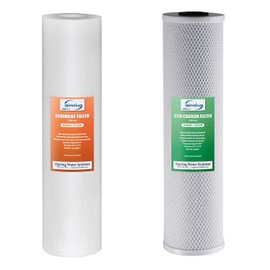 iSpring F2WGB22B 4.5” x 20” 2-Stage Whole House Water Filter Replacement Pack Set with Sediment and Carbon Block Cartridges, Fits WGB22B, white
