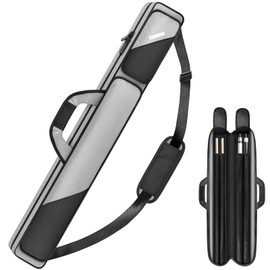 PEKREWS Estuche para tacos de billar 2x2, Estuche para palos de billar con capacidad para 2 palos con 2 bolsillos con cremallera, Bolsa de transporte para tacos de billar de poliéster resistente