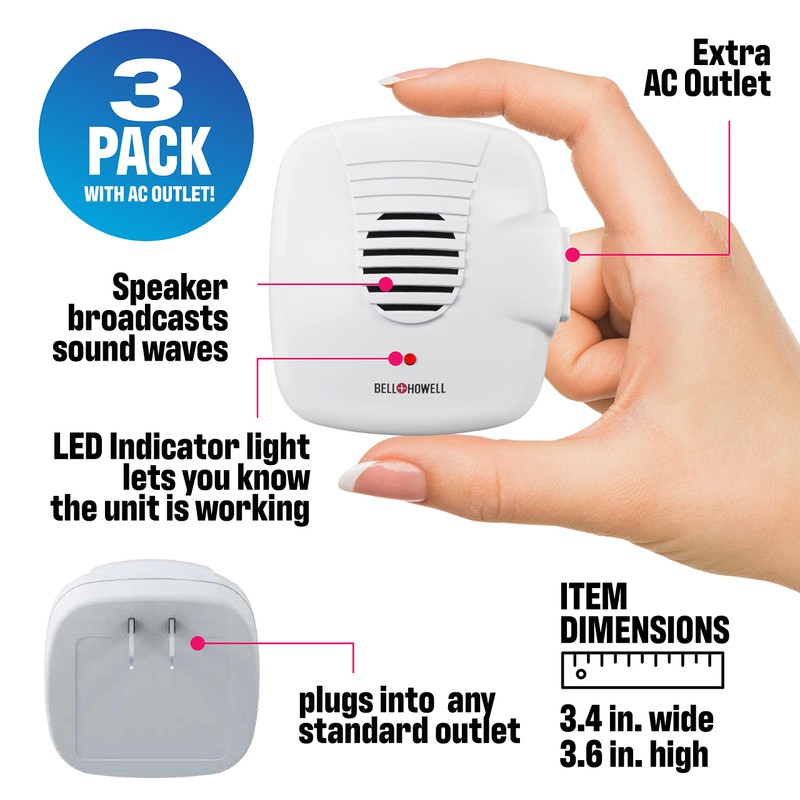 Bell and Howell Ultrasonic Pest Repellers with Extra Outlet -