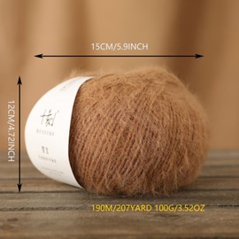 Lerchiyar Snowbaby Wool Acrylic Blend Long Pile Yarn,(Worsted) Warm and Luxurious Fuzzy Yarn for Knitting and Crocheting DIY Hats Scarves Sweaters, 2 * 3.52oz/100g 207yds(03-Camel)