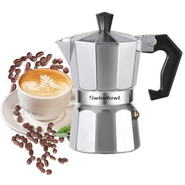 SwindowL Moka Pot Coffee Pots And Stovetop Espresso Maker,Italian Coffee Maker,Greca Coffee Maker, Cafeteras, 150ml, Silver (3 Cup)