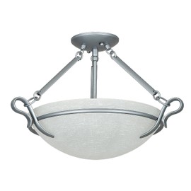 Sunset Lighting F5486-53 Semi Flush Mount with Linen Glass, Satin Nickel Finish