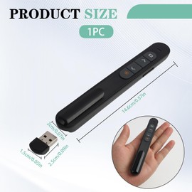 Wireless Presenter Remote for PowerPoint, 328FT Range, 2.4GHz Clicker with Hyperlink & Volume Control, Compatible with PowerPoint, Google Slides, Keynote - USB & Type-C, Red Laser Pointer