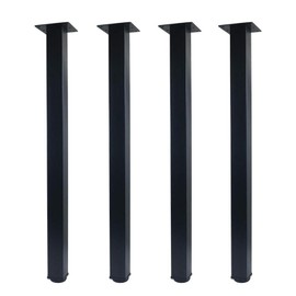 QLLY 27.5 inch / 70cm Adjustable Metal Desk Legs, Square Office Table Furniture Leg, Set of 4 (27.5 inch, Black)