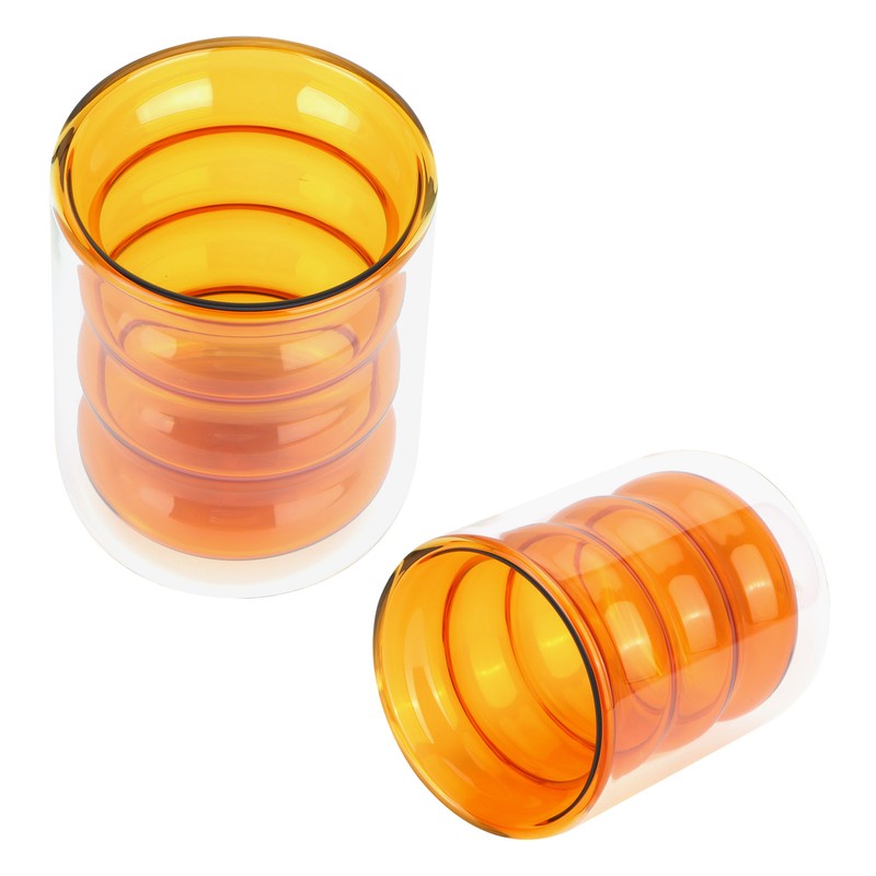 200ml DoubleLayer Glass Mug HeatResistant 3 Dimensional Spiral Cup for