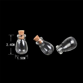 TAI DIAN Water Drop Mini Cute Bottles Pendants Small Glass Bottles With Cork Transparent Clear Jars Gifts Vial 10pcs(10, Water drop)