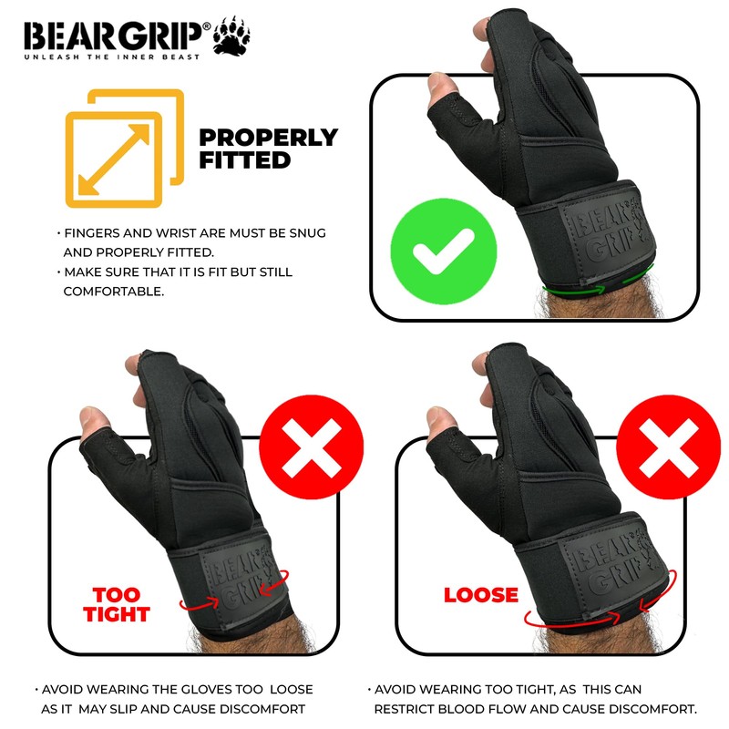 BEAR GRIP - weight lifting gloves with wrist support wraps