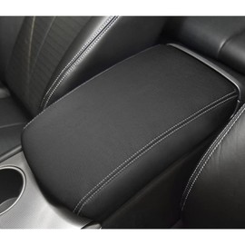 DEYTOP Console Cover for Infiniti Q50 2014-2024 Accessories Car Armrest Cover for Infiniti Q50 2024 2023 2021 2020-2014 Anti-Scratch Leather Armrest Pad Protector (Black with White Stitches)