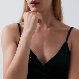 GAVU Sterling Silver Small Cross Bracelet for Women, Adjustable Cross Chain Bracelet for Women