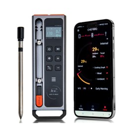 WiFi and Bluetooth Meat Thermometer Digital Wireless - Long Range Connection with Built-in Temperature Display, Meats Probe,Meat Thermometer for Grilling, Smoking, Cooking, BBQ Gift for Men
