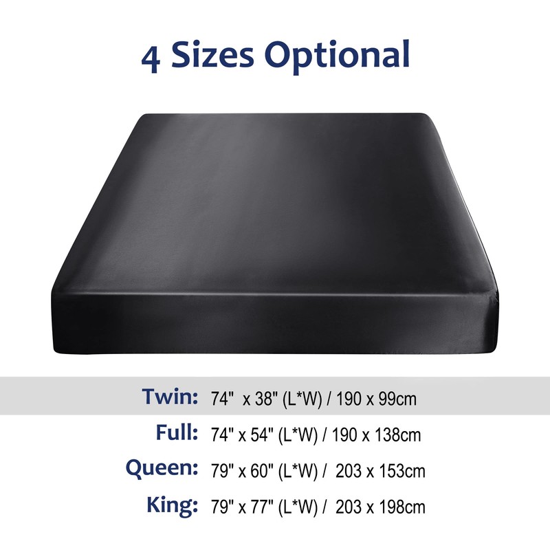 sourcing map Satin Fitted Sheet, Solid Silky 12" Deep Pocket