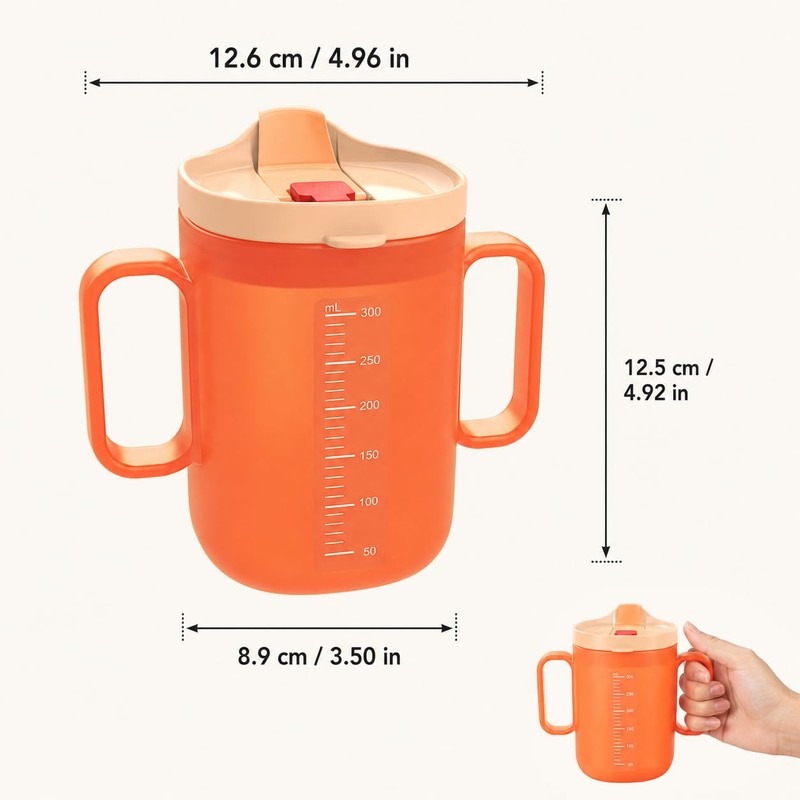 4 Pack Adult Sippy Cup with Handles and Straw Lid,