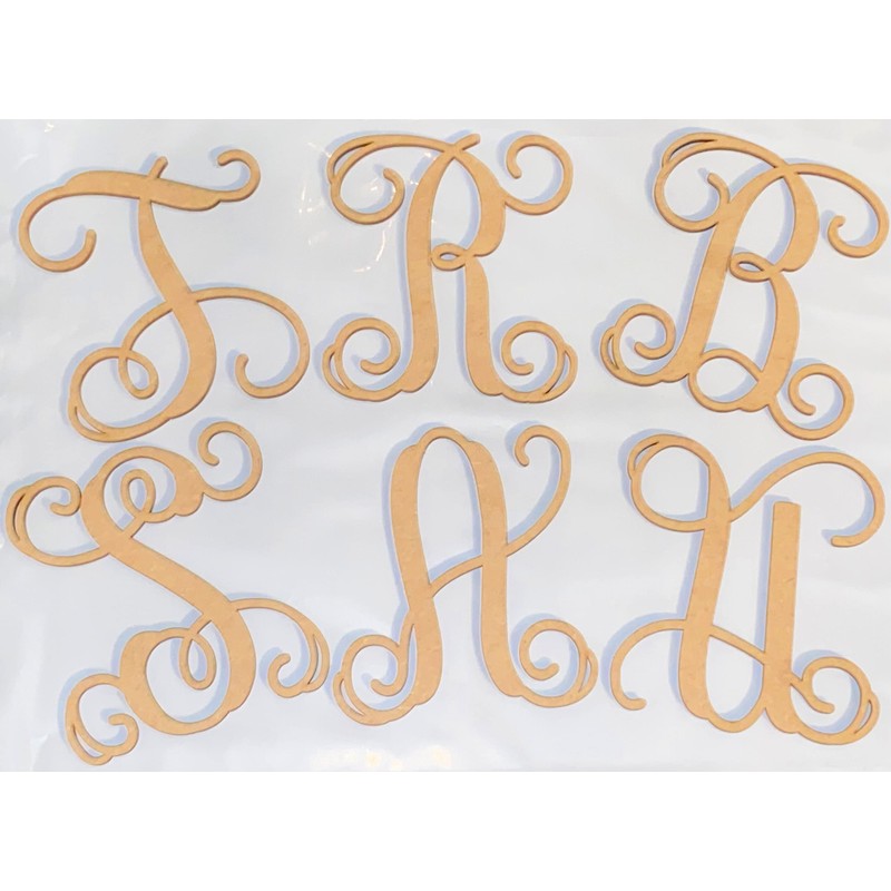 Wooden Letter 4" Blank K Vine Monogram Font MDF (Various