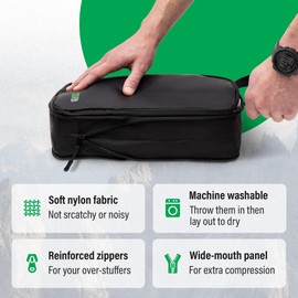 Compression Packing Cubes Travel Organizers plus Laundry or Shoe Bag (Black, 5 Piece)