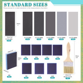 Cimeton 29 Pieces Sanding Sponge Set Including 16 Pieces 60-280 Grits Washable Sanding Blocks Sanding Blocks and 12 Pieces 240-5000 Grit and 1 Piece Brush for Wood Metal Furniture