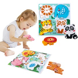 Wooden Toddlers Puzzles for 2-4, Montessori Toys Animal Puzzle for 1 2 3 Years Old,Toddler Toys Ages 2-3 Preschool Education Gifts for 1-3