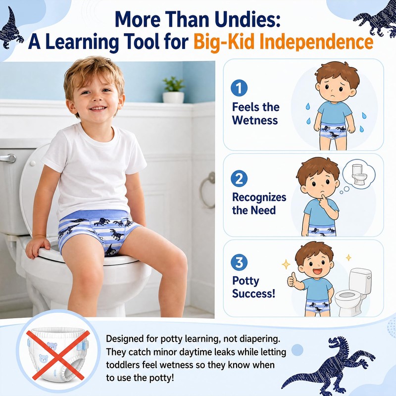 FLYISH DIRECT Reusable Cotton Potty Training Pants, Boxer Style, 5