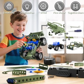 BLmukce STEM Metal Model Truck Kit | 283-Piece Engineering Set for Kids 8-16 | Build Your Own Racing Jeep Truck with Tools | Educational Gift for Boys & Girls