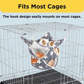 Kangerle 2Pcs 3-Tier Large Ferret Guinea Pig Hammock, Rat, Sugar Glider, Hamster Cage Accessories, Critter Cuddler Triple Fun & Comfort 13.8×13.8in, (Large, Coffee Color Heart & Gray Star)